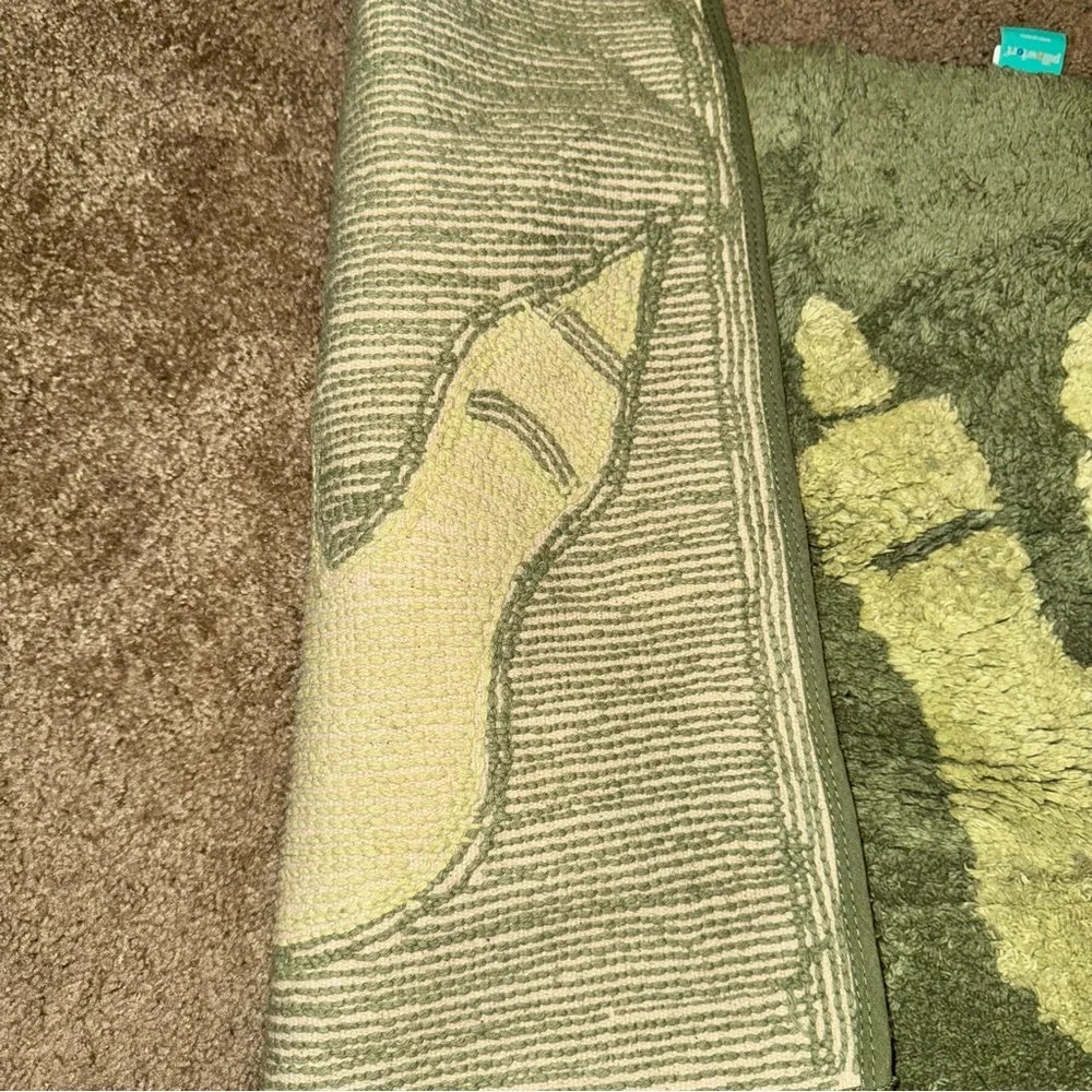 Dinosaur Bath Rug Kids Aqua Green Tufted Cotton Mat 20”x34” Pillowfort